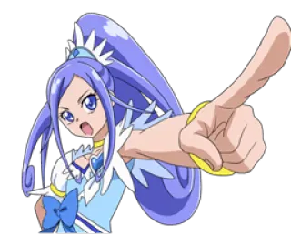 😲 Anime, Apontando, Cabelo azul, Desenho animado, Garota telegram sticker