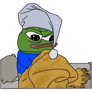🥱 Pepe the Frog Meme, Pepe, Kikker, Slaperig, Bed telegram sticker