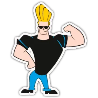 💪 Johnny Bravo cartoon, muscle, animated, character, sunglasses telegram sticker