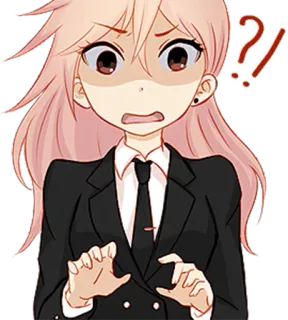 😦 anime, scioccato, sorpreso, spaventato, confuso, domanda, cartone animato, ragazza, ufficio whatsapp sticker