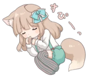 😴 すぴー Anime, Fofo, Dormindo, Kawaii, Chibi, Garota gato, Sonolento whatsapp sticker