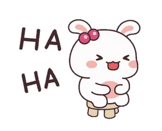 🌵 HA HA conejo, lindo, riendo, feliz, animal, pegatina telegram sticker