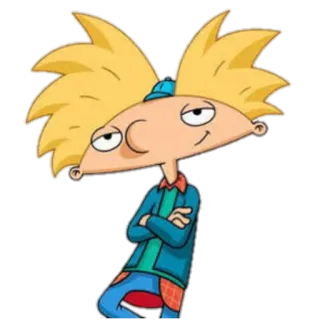 😏 Arnold Hey Arnold! мультфильм, nickelodeon, персонаж, Эй, Арнольд!, улыбается, друг whatsapp sticker