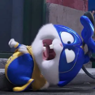 🐰 Snowball The Secret Life of Pets coniglio, coniglietto, supereroe, arrabbiato, cartone animato, animale whatsapp sticker