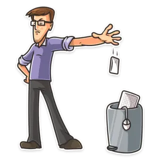 📱 Oficinista, Escritorio, Papelera, Ordenador, Oficina telegram sticker