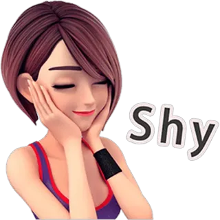 😌 Shy застенчивая, женщина, мультфильм, выражение лица, милая, девушка, цифровое искусство telegram sticker