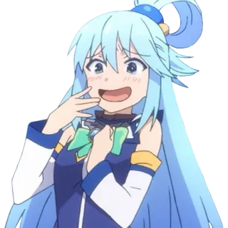 😂 Aqua Konosuba Anime, Charakter, Konosuba, Aqua, Cartoon, Blaue Haare, Weiblich whatsapp sticker