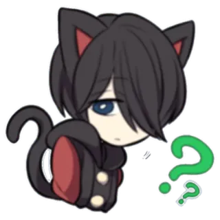 💬 Аниме, Кот, Вопрос, Милый, Чиби, Каваий, Мультфильм whatsapp sticker