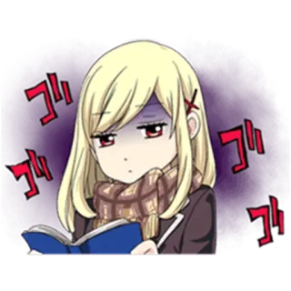 😑 Anime, Manga, Chica, Personaje, Leyendo, Enojada telegram sticker