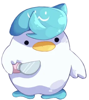 🔪 binatang, penguin, kartun, pisau, lucu telegram sticker