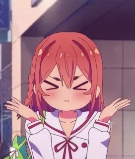❤️ anime, girl, cute, character, braids, shrugging, embarrassed whatsapp sticker