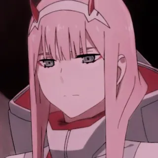 🍝 Zero Two Darling in the Franxx Anime, Manga, pinke Haare, Hörner telegram sticker
