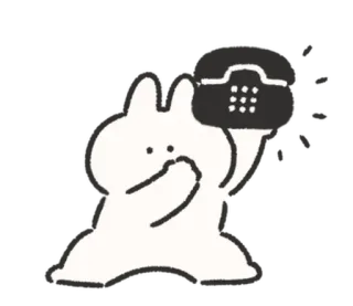 🍰 thỏ, động vật, phim hoạt hình, điện thoại, ống nghe, hình minh họa telegram sticker