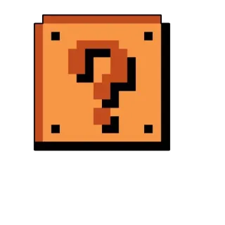 😆 super mario, blocco punto interrogativo, pixel art, 8 bit, videogioco telegram sticker