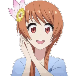 😀 Аниме, Мультфильм, Девушка, Цветок, Милый whatsapp sticker
