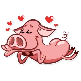 😍 Schwein, Liebe, Herzen, Tier, Cartoon, Süß telegram sticker