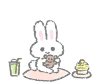 ✉️ lapin, cupcake, boisson, dessin animé, mignon telegram sticker