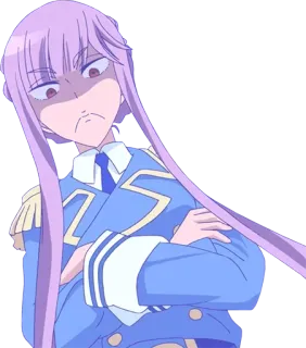 👿 Anime, Ragazza, Uniforme, Arrabbiata, Braccia conserte, Personaggio whatsapp sticker
