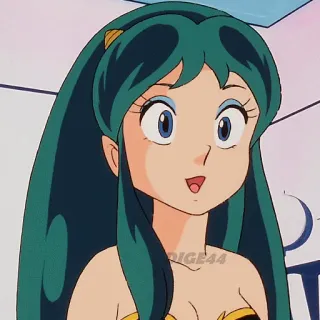 😌 Lum Urusei Yatsura Anime, Cô gái, Dễ thương, Hoạt hình, Người ngoài hành tinh, Tóc xanh telegram sticker