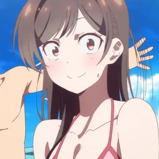 🥥 Chizuru Ichinose Rent-A-Girlfriend Anime, Chizuru Ichinose, Rent-a-Girlfriend, Bikini, Plaża, Dziewczyna whatsapp sticker