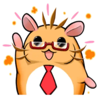 😀 Hamster, Cartoon, Brille, Krawatte, süß, Tier telegram sticker
