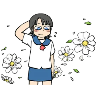 ☺️ cartone animato, anime, ragazza, fiori, uniforme scolastica telegram sticker