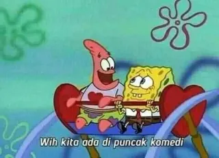 🤓 Spongebob Wih kita ada di puncak komedi 卡通, 海绵宝宝, 派大星, 喜剧, 朋友 whatsapp sticker