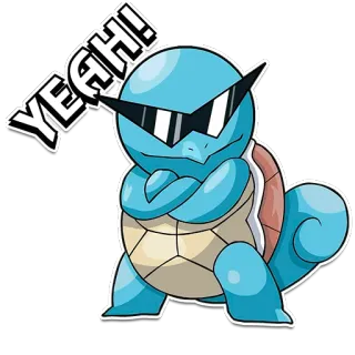 👌 Squirtle Pokemon YEAH! schiggy, pokemon, cool, brille, cartoon whatsapp sticker