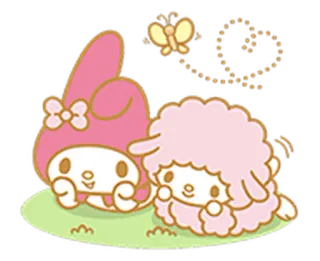 👥 My Melody My Melody, Sanrio, fofo, kawaii, borboleta, ovelha telegram sticker