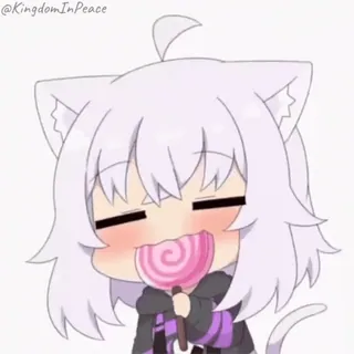 👍 anime, cat, ears, lollipop, cute, cartoon telegram sticker