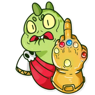 😫 Cartone animato, Mostro, Dito medio, Guanto d'arme, Offensivo, Umorismo, Adesivo telegram sticker