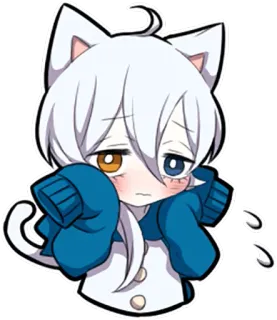 🙈 anime, kot, słodki, kawaii, chibi, smutny telegram sticker