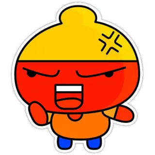 😡 en colère, dessin animé, personnage, rouge, jaune, emoji, mignon, animé telegram sticker