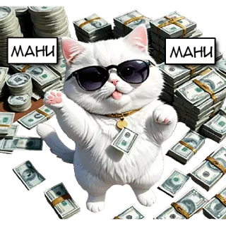 💸 МАНИ mèo, tiền, đô la, tiền mặt, kính râm, giàu có, xa xỉ telegram sticker