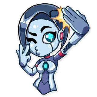 📸 robot, android, cartoon, female, wink, peace telegram sticker