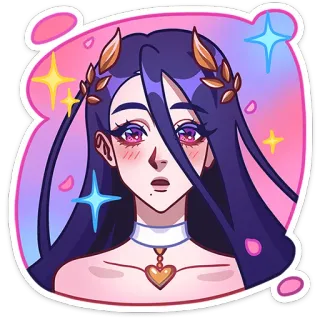 😥 อนิเมะ, ผู้หญิง, ภาพบุคคล, การ์ตูน, ประกาย, สีชมพู, ดาว, สติกเกอร์ whatsapp sticker