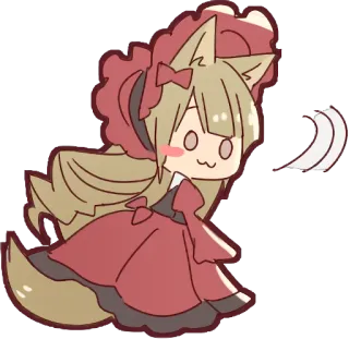 😯 Anime, Kawaii, Chibi, Fuchs Mädchen, Süß, Kleid, Tierohren telegram sticker
