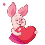 🥰 Piglet Winnie the Pooh Porcelet, Winnie l'ourson, Dessin animé, Cœur, Amour, Rose telegram sticker