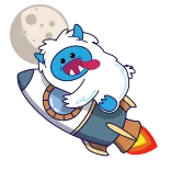 🚀 雪男, モンスター, ロケット, 宇宙, 漫画, かわいい, 月 telegram sticker
