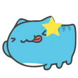 😉 gato, estrela, fofo, azul, adesivo, desenho animado telegram sticker