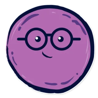 😜 dibujo animado, cara, gafas, morado, círculo, inteligente, friki telegram sticker