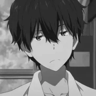 🕸 Anime, Mangá, Menino, Emo, Retrato, Preto e branco, Personagem telegram sticker