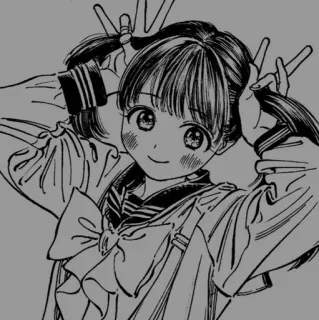 ➰ Anime, Mädchen, Frieden, Manga, Schulmädchen, Illustration, Süß telegram sticker