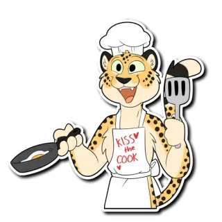 🍳 KISS THE COOK 요리사, 요리, 앞치마, 동물, 음식, 요리 telegram sticker