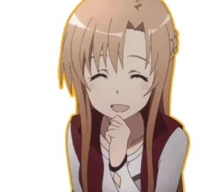 😂 Asuna Yuuki Sword Art Online animé, personnage, dessin animé, souriant, mignon, fille animé whatsapp sticker