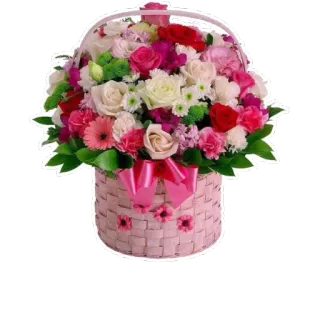 🌸 flowers, basket, roses, floral arrangement, gift, bouquet whatsapp sticker