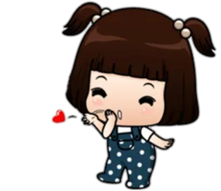 😘 Cartoon, Mädchen, Süss, Kussmund, Kawaii telegram sticker