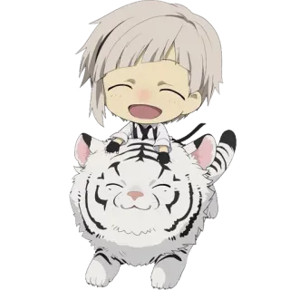 😄 Atsushi Nakajima Bungou Stray Dogs Anime, Chibi, Tiger, Süß telegram sticker