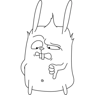 👎 Desenho animado, Coelho, Polegar para baixo, Não gosto, Engraçado, Animal telegram sticker