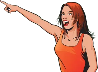 👈 femme, pointant, personne, illustration, geste, dessin animé telegram sticker